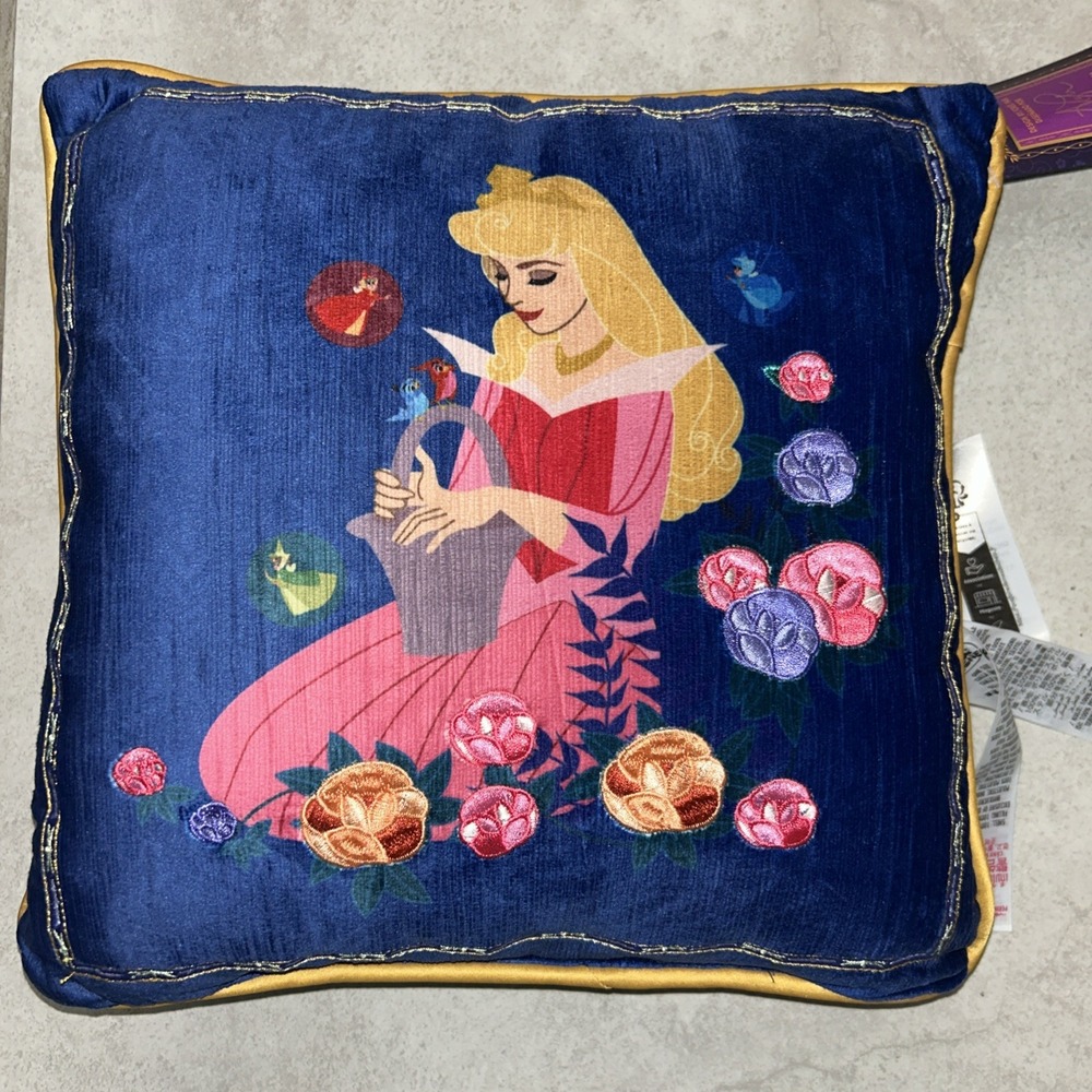 2024 Disney Parks Ashley Taylor Sleeping Beauty Collection Pink Blue Pillow New